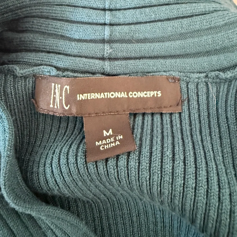 INC International Concepts Teal V-Neck Knit Women's Top Size Medium - Picture 2 of 6